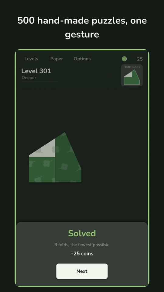 A solved level showing the coins it paid