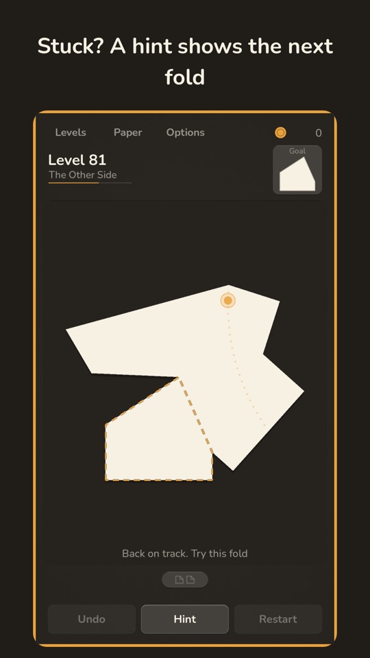A hint showing the next fold